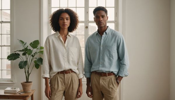 Chemises en lin léger et pantalons chinos amples